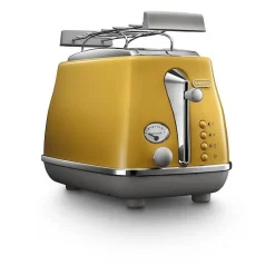 Grille-pain - DELONGHI - ICONA CAPITALS - 2 tranches - 900W - Chauffe viennoisseries - Jaune