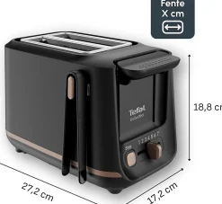 Grille-pain 2 fentes 850W Noir design inclusif