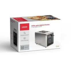 Grille-pain digital 2 fentes larges 850W gris