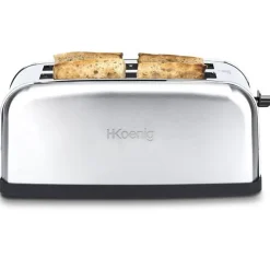 Grille-pain H.KoeNIG TOAS28 - 2 fentes - 3 fonctions - Thermostat réglable 7 niveaux - Acier inoxydable - Gris