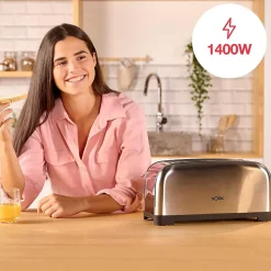 Grille-pain Inox 1400W 2 Fentes Longues