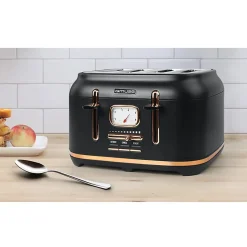 Grille-pain Muse MS-131BC - 4 fentes - décongélation et réchauffage, Tiroir ramasse-miettes amovible, 1800W - Acier inoxydable