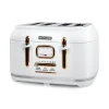 Grille-pain Muse MS-131W - 4 fentes - décongélation et réchauffage, Tiroir ramasse-miettes amovible, 1800W - Acier inoxydable