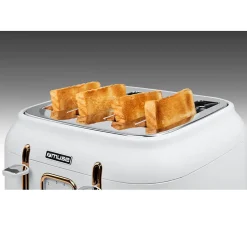 Grille-pain Muse MS-131W - 4 fentes - décongélation et réchauffage, Tiroir ramasse-miettes amovible, 1800W - Acier inoxydable