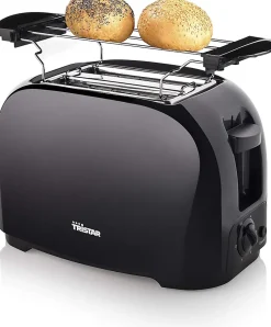 Grille-pain Noir 2 Fentes 800W Compact