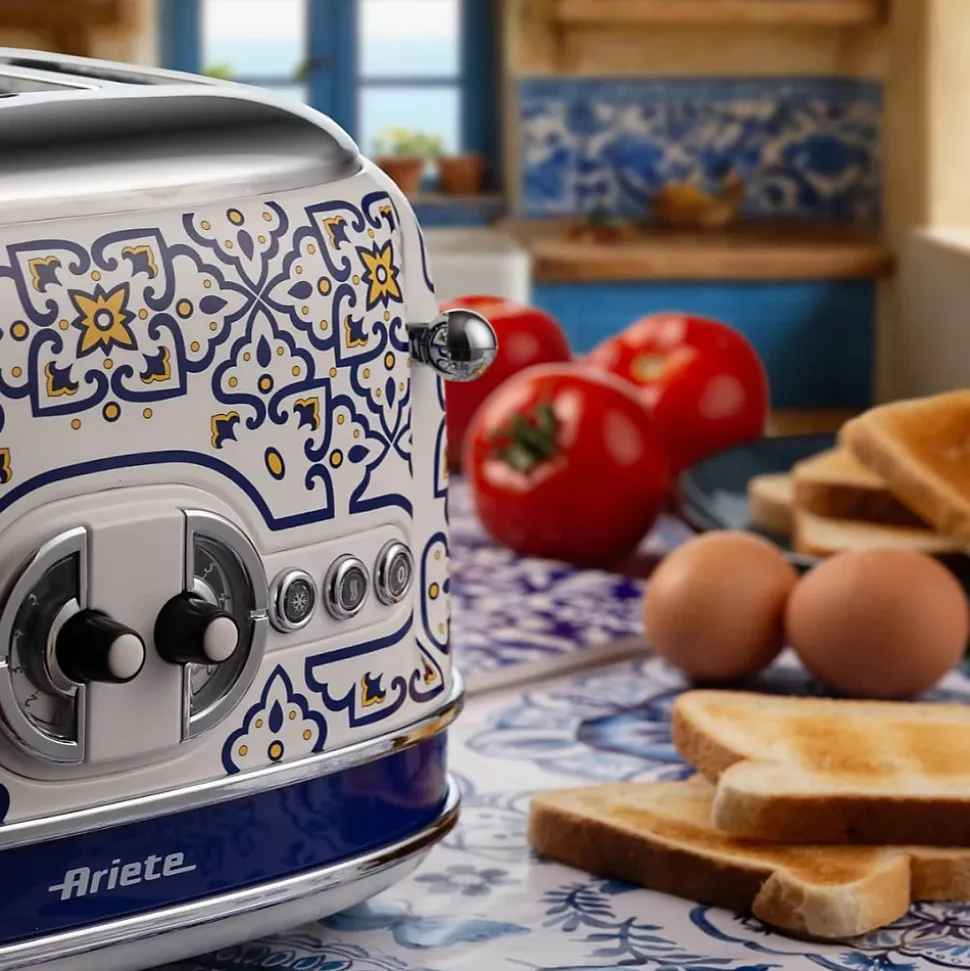 Grille-pain Vintage Capri 4 fentes 1630W Design rétro ARIETE