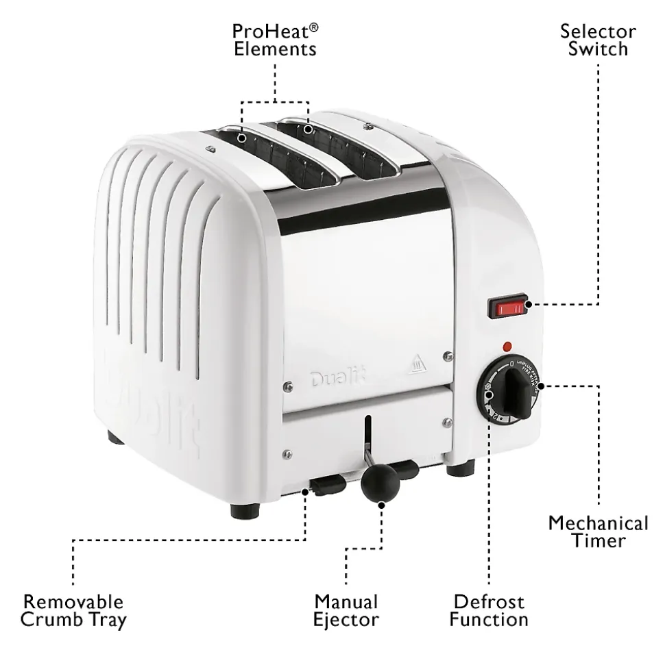 Grille-pains 2 fentes 1250w blanc Dualit 20261
