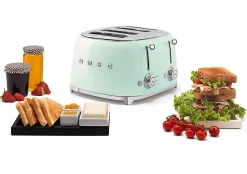 Grille-pains 4 fentes 950w vert d'eau Smeg TSF03PGEU années 50