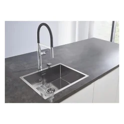 GROHE Evier en acier inoxydable K700 31726SD0 - A encastrer - 1 bac - sans egouttoir - 55x45 cm - Inox