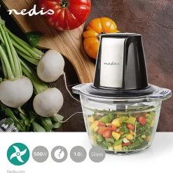 Hacheur d'Aliments 500W 1L Verre 1 Vitesse 500W NEDIS
