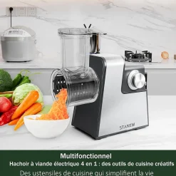 Hachoir à Viande Électrique STANEW 2500W, 2 Vitesses Réglables, 5 Lames/2 Plaques