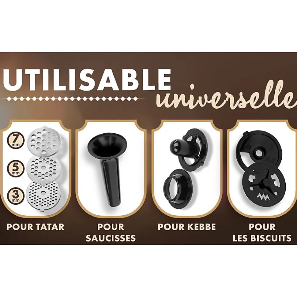 Hachoir à viandes 1000W Clatronic FW3803-Inox/Noir