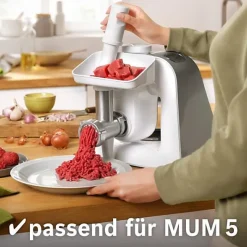 Hachoir Electrique a viande pour Kitchen Machine MUM5 - BOSCH - MUZ5FW1 - Disque ajouré en inox diametre 4.5 mm