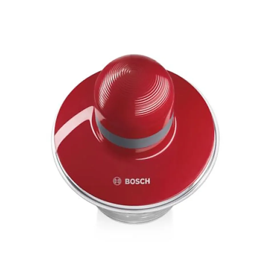 Hachoir Electrique BOSCH MMR08R2 - Rouge/Gris - 400W - Capacité 0,8L - Couteau inox - Batteur a blancs