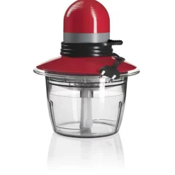 Hachoir Electrique BOSCH MMR08R2 - Rouge/Gris - 400W - Capacité 0,8L - Couteau inox - Batteur a blancs