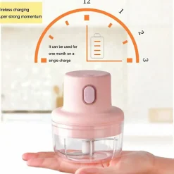 Hachoir électrique portable sans fil 250ml Rose Herzberg HG03176-PNK