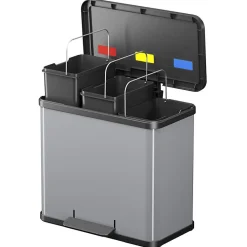Hailo Poubelle à pédale Oko Trio Plus Taille L 3x9 L Argenté 0633 220