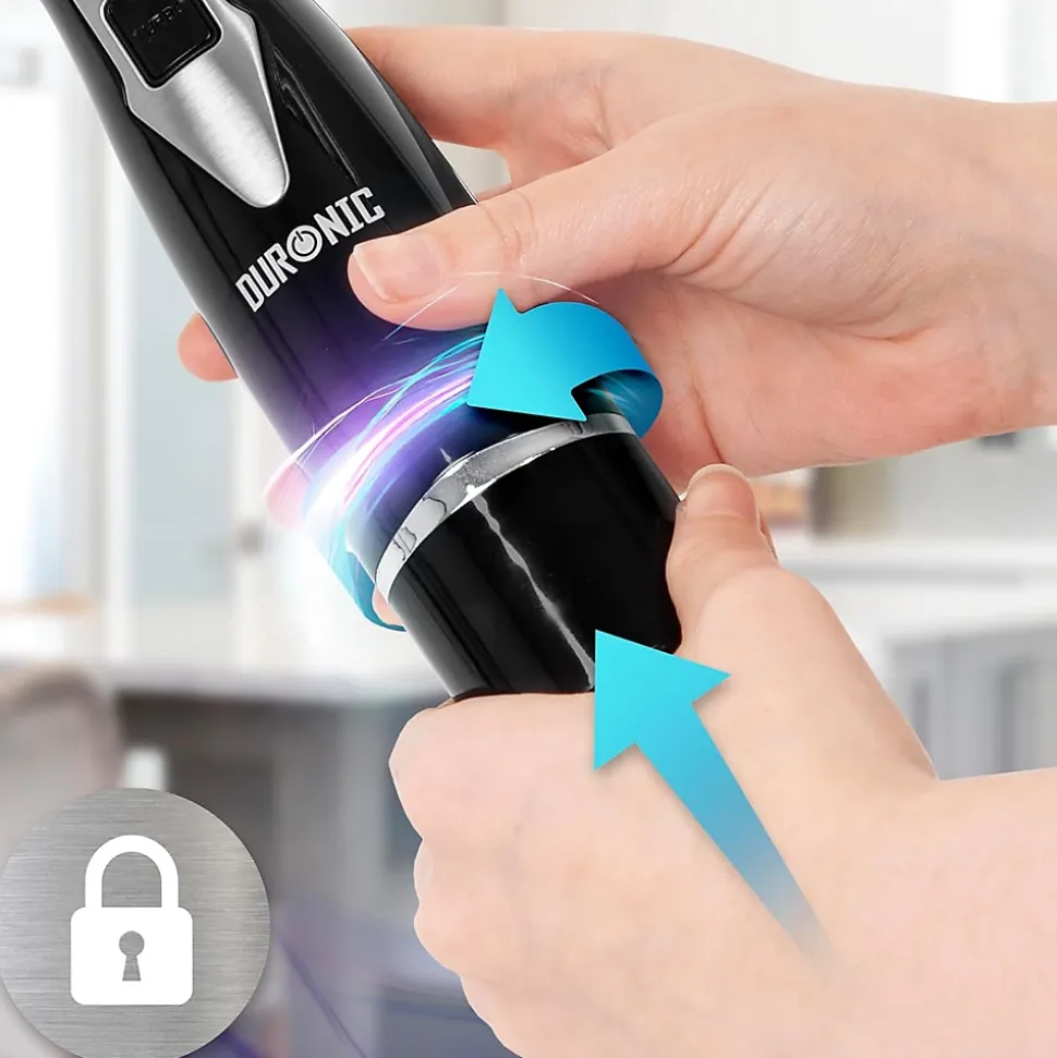 HB35 Bundle Mixeur plongeant 350W 2 vitesses Lames inox avec presse purée hachoir fouet spiraliseur Soupe Purée Smoothie Duronic