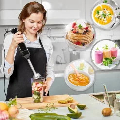 HB35B Mixeur plongeant 350W 2 vitesses Lames inox résistantes à la chaleur Soupe purée smoothie pâtisserie fruit légume Duronic