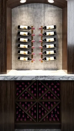 Helix Double support à bouteilles de vin doré mural standard 2 bouteilles