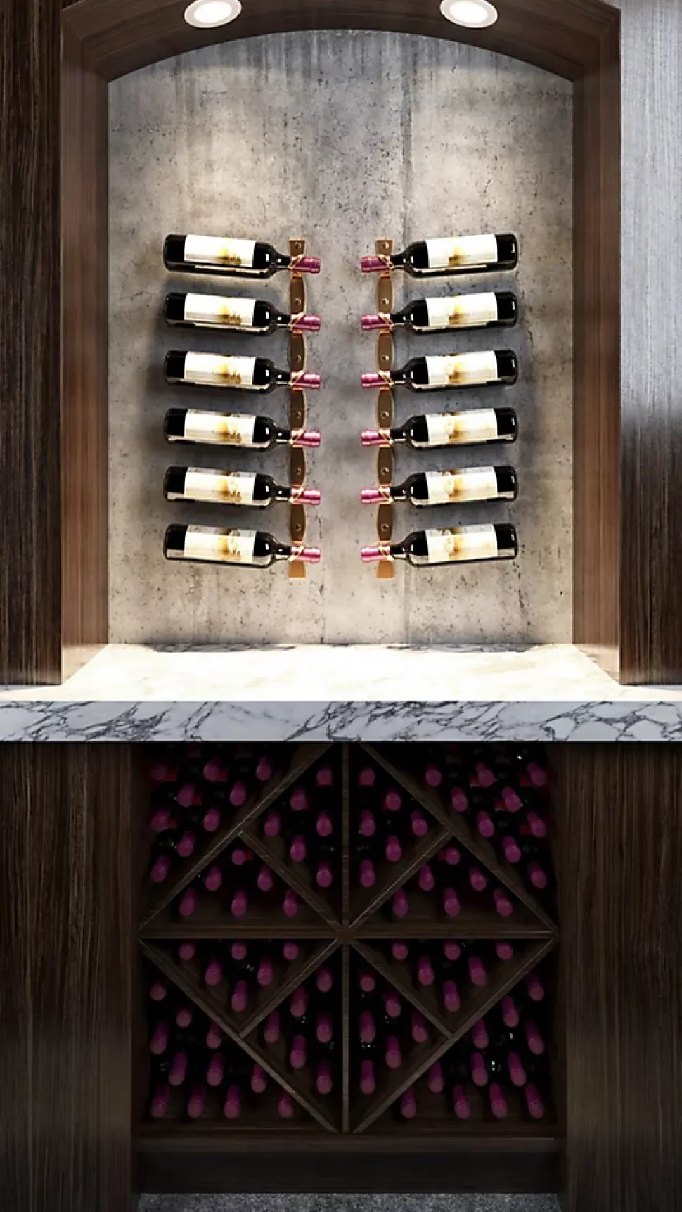 Helix Double support à bouteilles de vin doré mural standard 2 bouteilles