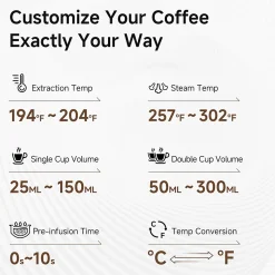 HiBREW H10A Semi Automatic Espresso Coffee Machine, 20Bar Pressure, Milk Frother, Temperature Adjustable, 350ml Pitcher