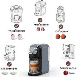 HiBREW H2B Machine à café multi-capsules 5-en-1, infusion froide et chaude (gris).