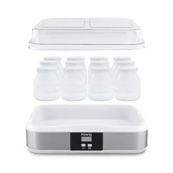 HKOENIG - Yaourtiere ELY120 - 12 pots 160 ml - Acier inox - Ecran LCD - Programmable 15h