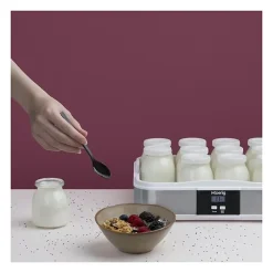 HKOENIG - Yaourtiere ELY120 - 12 pots 160 ml - Acier inox - Ecran LCD - Programmable 15h