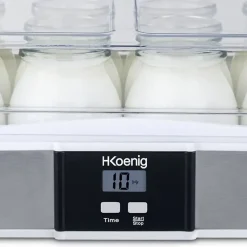HKOENIG - Yaourtiere ELY120 - 12 pots 160 ml - Acier inox - Ecran LCD - Programmable 15h