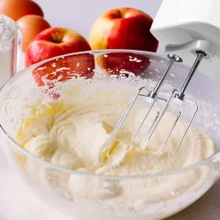 HM4 WE Batteur électrique à main 400W 5 vitesses Fonction turbo 2 batteurs 2 crochets 1 fouet Rangement intégré Duronic