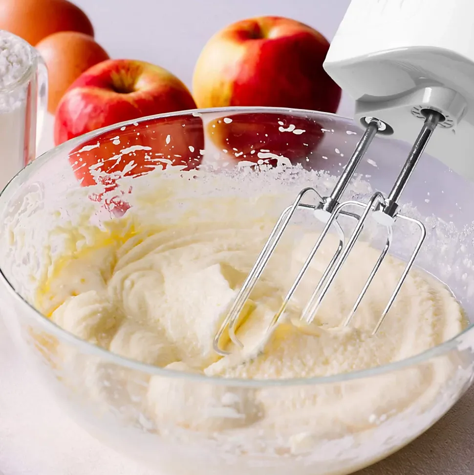 HM4 WE Batteur électrique à main 400W 5 vitesses Fonction turbo 2 batteurs 2 crochets 1 fouet Rangement intégré Duronic