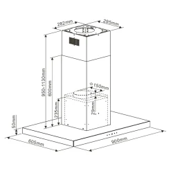 Hotte aspirante GoodHome GHISL90EU l. 90 cm finition verre inox 604m³/h 64dB
