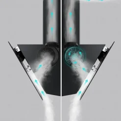 Hotte aspirante inclinée 60cm 350m3h recyclage ou évacuation éclairage LED verre noir Ciarra