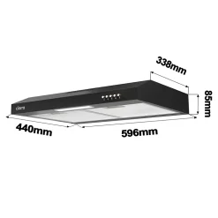 Hotte casquette 60cm classe a+ 220m3h 3 vitesses évacuation ou recyclage noir Ciarra CD6903DB