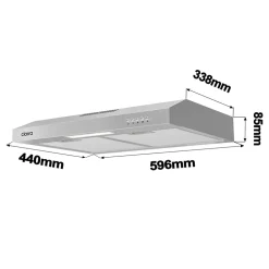 Hotte casquette 60cm 220m3/h 3 vitesses hotte encastrable évacuation ou recyclage inox Ciarra CD6903DS