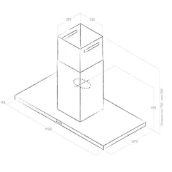 Hotte cuisine Elica îlot THIN ISLAND inox 120cm