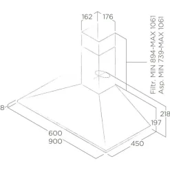 Hotte cuisine Elica murale MISSY noir 90 cm