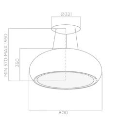 Hotte cuisine Elica suspendue SEASHELL blanc brillant 80 cm