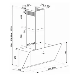 Hotte cuisine murale Silverline ARAE gris 60 cm