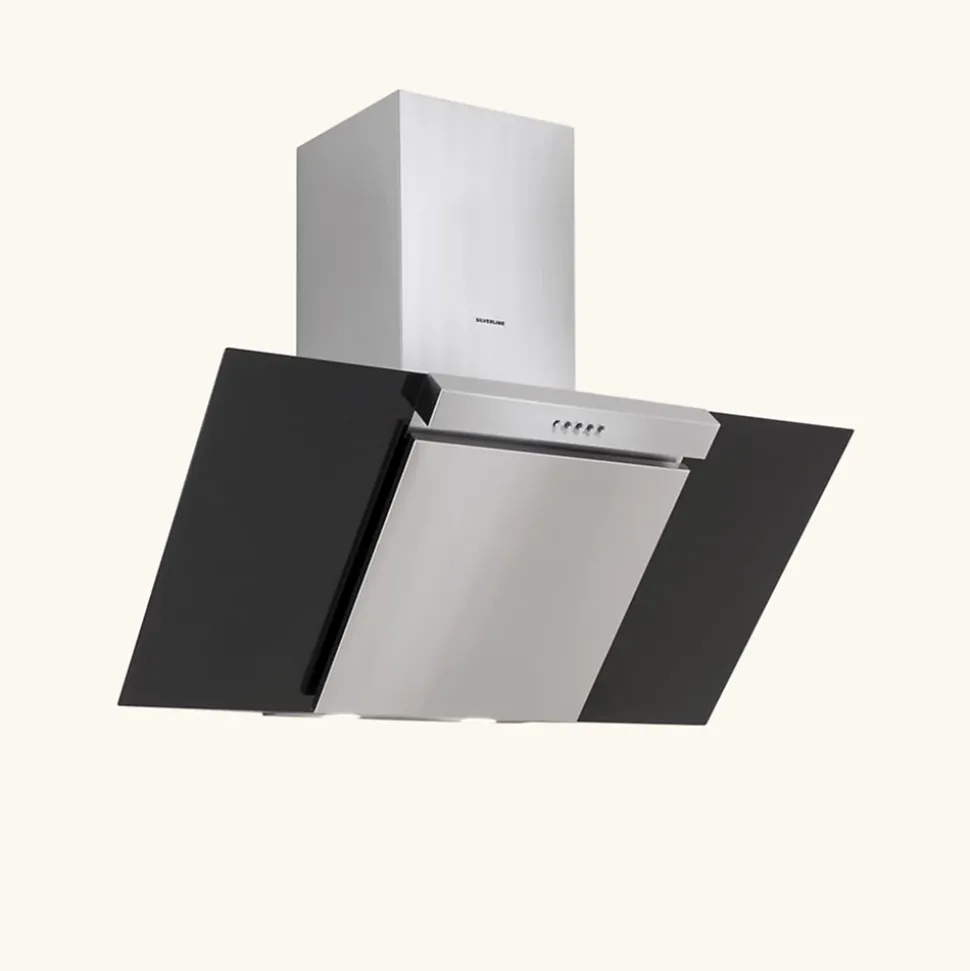 Hotte cuisine murale Silverline KIM inox et verre noir 90 cm