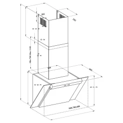 Hotte cuisine murale Silverline KIM inox et verre noir 90 cm