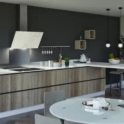 Hotte cuisine murale Silverline STRONG céramique blanc marbré 80 cm