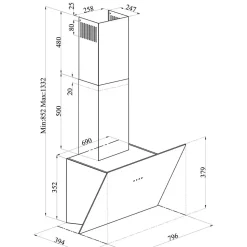 Hotte cuisine murale Silverline STRONG céramique blanc marbré 80 cm