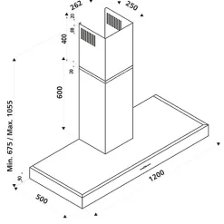 Hotte cuisine murale Silverline XENY inox 120 cm
