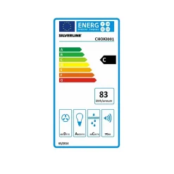 Hotte cuisine murale Silverline KIM inox et verre noir 60 cm