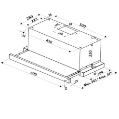 Hotte cuisine Silverline encastrable ASTA inox 60 cm
