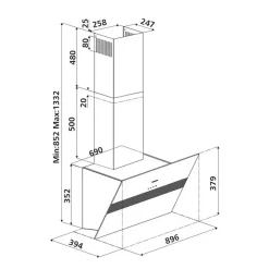 Hotte cuisine verticale Silverline ART verre noir 90 cm