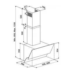 Hotte cuisine verticale Silverline LUKO verre trempé blanc 90 cm