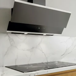 Hotte cuisine verticale Silverline LUKO verre trempé noir 90 cm